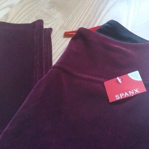 NWT Spanx Kids Burgundy Velour Non Shaping Leggings Girls Small